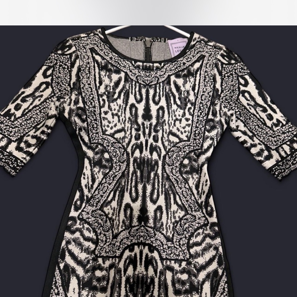 Herve Leger Black and Gray Midi Dress